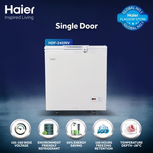 Haier 9 Cu Ft/Single Door Series/HDF-245 INV Deep Freezer