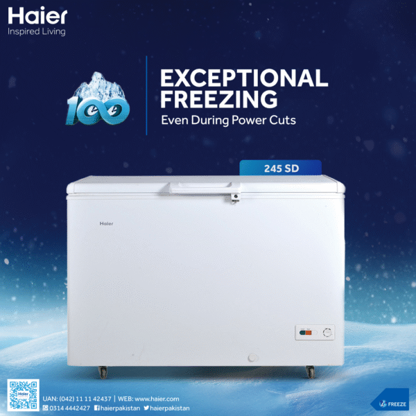 Haier Single Door 9 Cu Ft Deep Freezer - HDF-245 I Inverter Deep Freezer